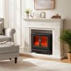  Freestanding Electric Fireplace Heater with Realistic Flame - 2000W, 40m2 Coverage, Adjustable Flame Color/Brightness, 1-9h Timer, Quiet & Safe