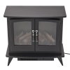  Freestanding Electric Fireplace Heater with Realistic Flame - 2000W, 40m2 Coverage, Adjustable Flame Color/Brightness, 1-9h Timer, Quiet & Safe