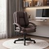 Living and Home Dark Brown Faux Leather High Back Office Chair, Height Adjustable Swivel Executive Chair with Rocking Function