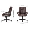 Living and Home Dark Brown Faux Leather High Back Office Chair, Height Adjustable Swivel Executive Chair with Rocking Function