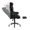 Living and Home Black PVC High‑Back Executive Swivel Office Chair, Reclining Chair with Retractable Footrest & Adjustable Armrests
