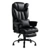 Living and Home Black PVC High‑Back Executive Swivel Office Chair, Reclining Chair with Retractable Footrest & Adjustable Armrests