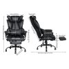 Living and Home Black PVC High‑Back Executive Swivel Office Chair, Reclining Chair with Retractable Footrest & Adjustable Armrests
