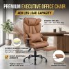 Living and Home Brown PVC High‑Back Executive Swivel Office Chair, Reclining Chair with Retractable Footrest & Adjustable Armrests