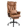 Living and Home Brown PVC High‑Back Executive Swivel Office Chair, Reclining Chair with Retractable Footrest & Adjustable Armrests