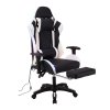 Living and Home Black White Ergonomic Gaming Chair with RGB Light & Massage Lumbar