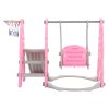 Kids Toddler Swing and Slide Set with Basketball Hoop