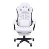 Living and Home White Black Ergonomic Gaming Chair, 135° Reclining PVC Game Chair with Massage Lumbar Support, Footrest & Headrest