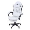 Living and Home White Black Ergonomic Gaming Chair, 135° Reclining PVC Game Chair with Massage Lumbar Support, Footrest & Headrest