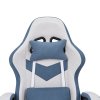 Living and Home Tech Fabric Gaming Chair, Blue+Grey, 135° Reclining Game Chair w/ Massage Lumbar Support, Footrest & Headrest