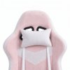 Living and Home Tech Fabric Gaming Chair, White+Pink, 135° Reclining Game Chair w/ Massage Lumbar Support, Footrest & Headrest