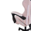 Living and Home Tech Fabric Gaming Chair, White+Pink, 135° Reclining Game Chair w/ Massage Lumbar Support, Footrest & Headrest