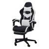 Living and Home PVC Leather Gaming Chair, Black+White, 135° Reclining Racing Game Chair with Massage Lumbar Support, Footrest & Headrest