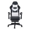 Living and Home PVC Leather Gaming Chair, Black+White, 135° Reclining Racing Game Chair with Massage Lumbar Support, Footrest & Headrest