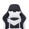 Living and Home PVC Leather Gaming Chair, Black+White, 135° Reclining Racing Game Chair with Massage Lumbar Support, Footrest & Headrest