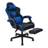 Living and Home PVC Leather Gaming Chair, Black+Blue, 135° Reclining Racing Game Chair with Massage Lumbar Support, Footrest & Headrest