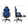 Living and Home PVC Leather Gaming Chair, Black+Blue, 135° Reclining Racing Game Chair with Massage Lumbar Support, Footrest & Headrest