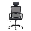 Living and Home Black Mesh Office Chair, Ergonomic Swivel Desk Chair with Adjustable Flip‑Up Headrest, Fixed Armrests and 15° Tilt Recline