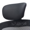Living and Home Black Mesh Office Chair, Ergonomic Swivel Desk Chair with Adjustable Flip‑Up Headrest, Fixed Armrests and 15° Tilt Recline