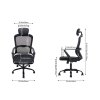 Living and Home Black Mesh Office Chair, Ergonomic Swivel Desk Chair with Adjustable Flip‑Up Headrest, Fixed Armrests and 15° Tilt Recline