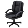 Living and Home Black PVC Leather Reclining Office Chair, Height Adjustable Swivel Desk Chair with 105° Rocking Function