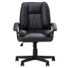 Living and Home Black PVC Leather Reclining Office Chair, Height Adjustable Swivel Desk Chair with 105° Rocking Function