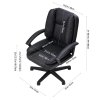Living and Home Black PVC Leather Reclining Office Chair, Height Adjustable Swivel Desk Chair with 105° Rocking Function