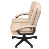 Living and Home Cream PVC Leather Reclining Office Chair, Height Adjustable Swivel Desk Chair with 105° Rocking Function