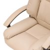 Living and Home Cream PVC Leather Reclining Office Chair, Height Adjustable Swivel Desk Chair with 105° Rocking Function