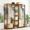Wooden Clothes Rack Cabinet with Hooks
