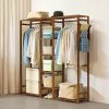 Wooden Clothes Rack Cabinet with Hooks