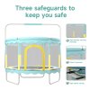 Enclosed Trampoline with Balance Bar for Kids