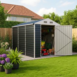 Living and Home 5.58 x 8.2FT Metal Apex Roof Garden Tool Storage Shed