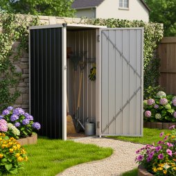 Living and Home 2.95 x 2.95FT Metal Pent Roof Garden Tool Storage Shed