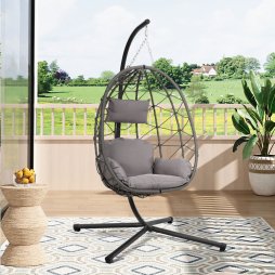 Living and Home Swing Egg Chair with Stand and Cushion