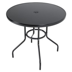 Living and Home Metallic and Tempered Glass Garden Table with Parasol Hole Outdoor Multi Size