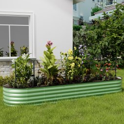 Living and Home 320cm W x 80cm D x 42cm H Oval-Shaped Galvanized Steel Raised Garden Bed, Light Green