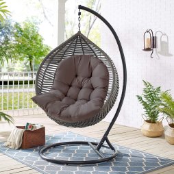 Living and Home Outdoor Thick Hanging Egg Chair Cushion Swing Chair Seat Pad, Dark Grey