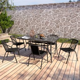 Living and Home 7PCS Garden Patio Dining Table&Chairs Set Outdoor Sturdy Furniture Set
