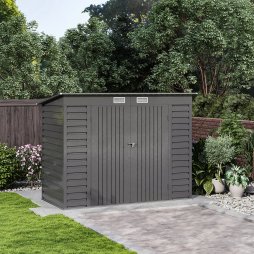 Living and Home 182.6cm H Outdoor Galvanized Steel Storage Shed with Dual Doors, Grey