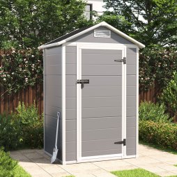 Living and Home 4 x 3FT Apex Roof Garden Plastic Storage Shed with Lockable Door