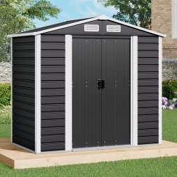 Living and Home 4X7FT Outdoor Metal Garden Storage Shed, Charcoal Black
