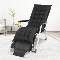 Living and Home Non-slip Sun Lounger Cushion for Garden Patio Black, 160cm(W) x 50cm(D)