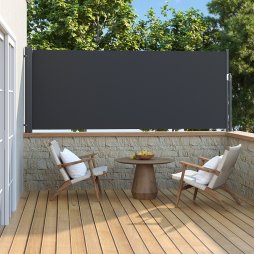 Living and Home 300cm Outdoor Patio Retractable Side Awning Balcony Sunshade Blind, Dark Grey