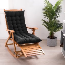 Living and Home Black Non-slip Sun Lounger Cushion for Garden Patio, 125cm(W) x 48cm(D)