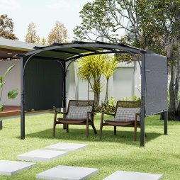 Living and Home Retractable Arc-Shaped Steel Pergola 360cm W x 283cm D x  227cm H