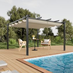 Living and Home 13x13ft Aluminium Pergola with Retractable Roof