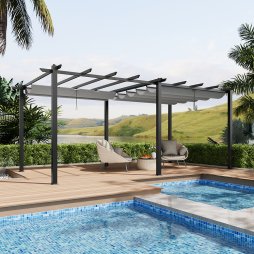 Living and Home 10x20ft Aluminium Pergola with Retractable Roof