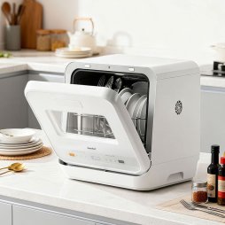 Living and Home 5L Countertop Dishwasher with 6 Wash Programs, Drying Function, Steam Sterilization