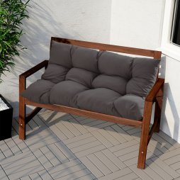 Living and Home Dark Grey Rectangular Tufted Bench Cushion Seat Pad, 120cm W x 80cm D